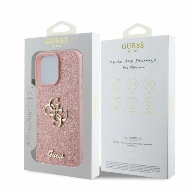 Guess Fixed Glitter Big 4G Dėklas iPhone 16 Pro Max - rožinis 3