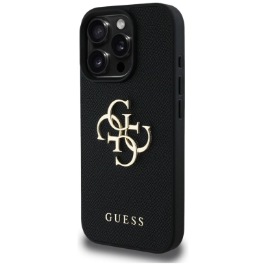 Guess Grained Big 4G Logo Small Classic Logo Dėklas skirtas iPhone 16 Pro Max - Juodas 1