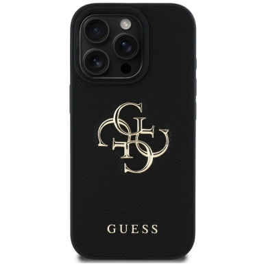 Guess Grained Big 4G Logo Small Classic Logo Dėklas skirtas iPhone 16 Pro Max - Juodas 2