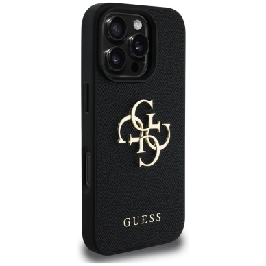 Guess Grained Big 4G Logo Small Classic Logo Dėklas skirtas iPhone 16 Pro Max - Juodas 3