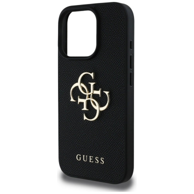 Guess Grained Big 4G Logo Small Classic Logo Dėklas skirtas iPhone 16 Pro Max - Juodas 5