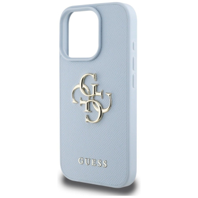 Guess Grained Big 4G Logo Small Classic Logo Dėklas skirtas iPhone 16 Pro Max - Mėlynas 5