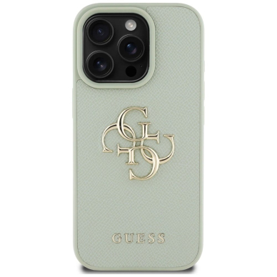 Guess Grained Big 4G Logo Small Classic Logo Dėklas skirtas iPhone 16 Pro Max - Žalias 2