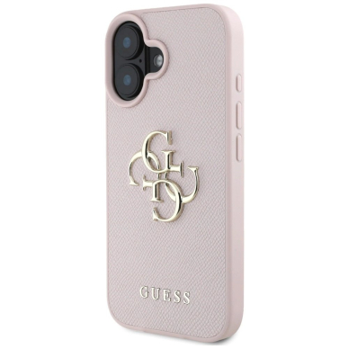 Guess Grained Big 4G Logo Small Classic Logo Dėklas skirtas iPhone 16 - Rožinis 1