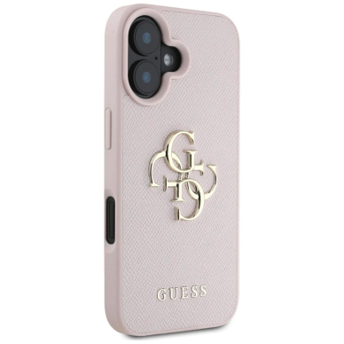 Guess Grained Big 4G Logo Small Classic Logo Dėklas skirtas iPhone 16 - Rožinis 3