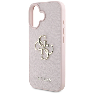 Guess Grained Big 4G Logo Small Classic Logo Dėklas skirtas iPhone 16 - Rožinis 5