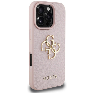 Guess Grained Big 4G Logo Small Classic Logo iPhone 16 Pro Max Dėklas - Rožinis 3