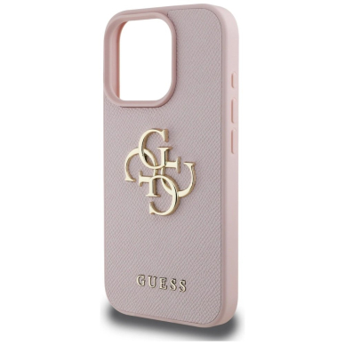 Guess Grained Big 4G Logo Small Classic Logo iPhone 16 Pro Max Dėklas - Rožinis 5