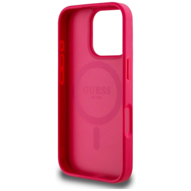 Guess Grained Printed Flower Pattern MagSafe Dėklas skirtas iPhone 16 Pro fuchsia 6