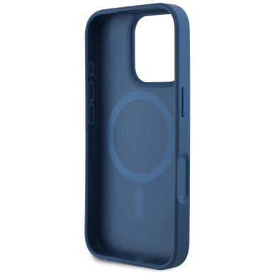 Guess Grained Printed Flower Pattern MagSafe Dėklas skirtas iPhone 16 Pro Max Mėlynas 6