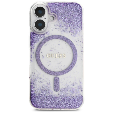 Guess HC Resin Bottom Glitter MagSafe Dėklas skirtas iPhone 16 - Violetinis 2