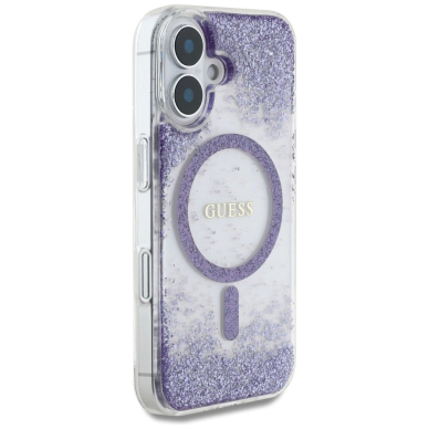 Guess HC Resin Bottom Glitter MagSafe Dėklas skirtas iPhone 16 - Violetinis 3
