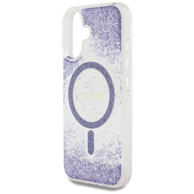 Guess HC Resin Bottom Glitter MagSafe Dėklas skirtas iPhone 16 - Violetinis 5
