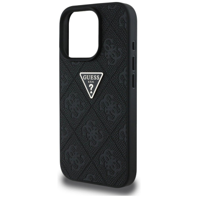 Guess Hot Stamp 4G Pattern Triangle Metal Logo iPhone 16 Pro Max Dėklas - Juodas 5