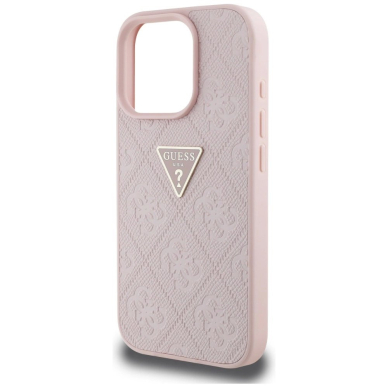 Guess Hot Stamp 4G Pattern Triangle Metal Logo iPhone 16 Pro Max Dėklas - Rožinis 5