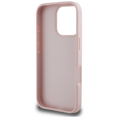Guess Hot Stamp 4G Pattern Triangle Metal Logo iPhone 16 Pro Max Dėklas - Rožinis 6