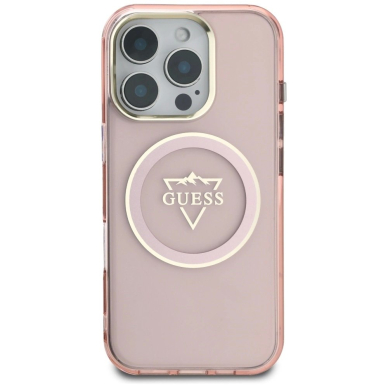Guess IML Metal Mountain Logo MagSafe iPhone 16 Pro Max Dėklas - Rožinis 2