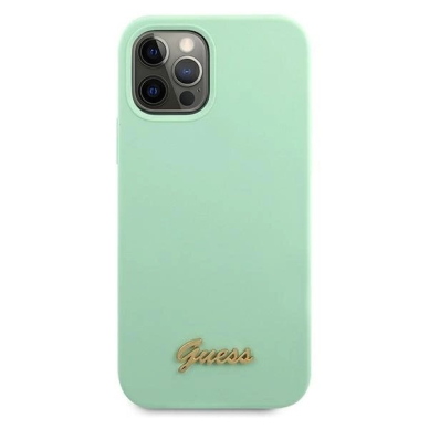 Guess Metal Logo Script Dėklas skirtas iPhone 12 Pro Max 6.7&quot; - Žalias 2