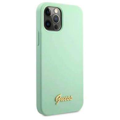 Guess Metal Logo Script Dėklas skirtas iPhone 12 Pro Max 6.7&quot; - Žalias 3