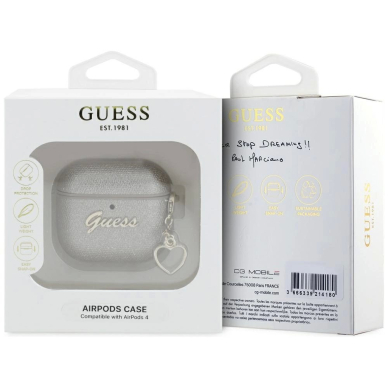 Guess Metallic Script Charm Dėklas skirtas AirPods 4 - Auksinis 2