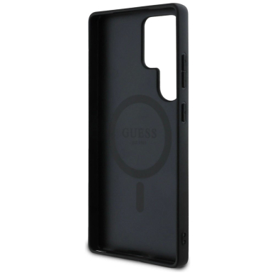 Guess Odinis 4G Flowers Print Metal Classic Logo MagSafe Dėklas skirtas Samsung Galaxy S25 Ultra - Rožinis 6
