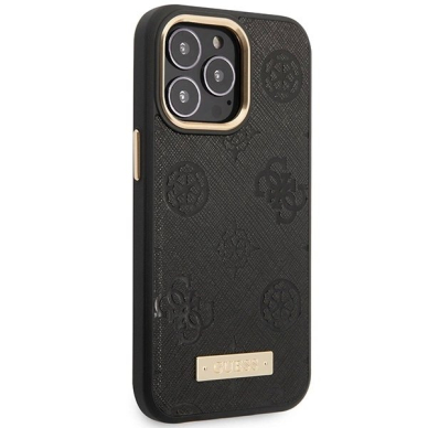 Guess Peony Logo Plate MagSafe Dėklas skirtas iPhone 14 Pro Max 6.7&quot; - Juodas 3