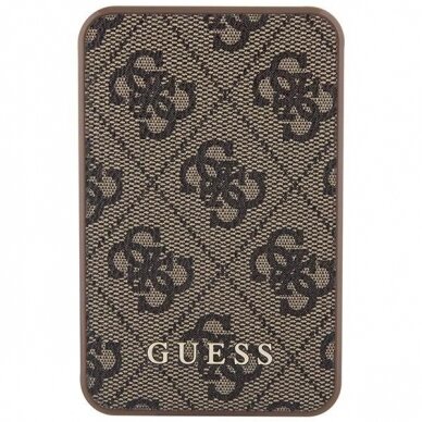 Guess Powerbank 15W GUPB5LP4GEGW 5000mAh brown/brown 4G Leather Metal Logo 1