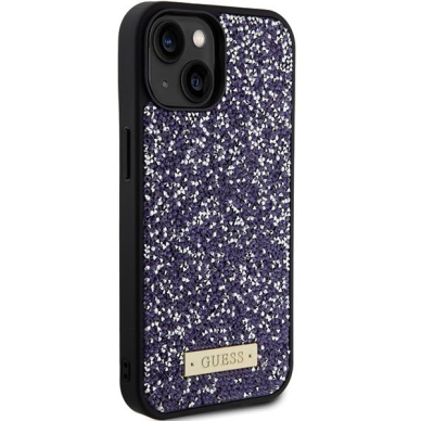 Guess Rhinestone Metal Logo Dėklas skirta iPhone 15 - rožinis 3