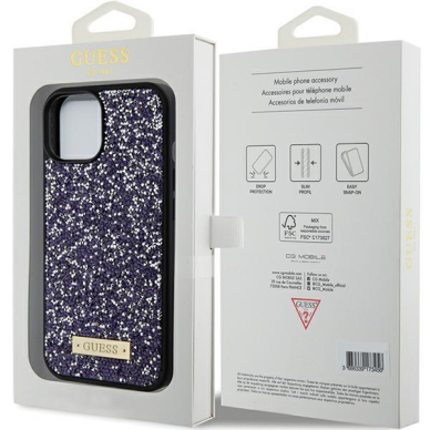 Guess Rhinestone Metal Logo Dėklas skirta iPhone 15 - rožinis 7