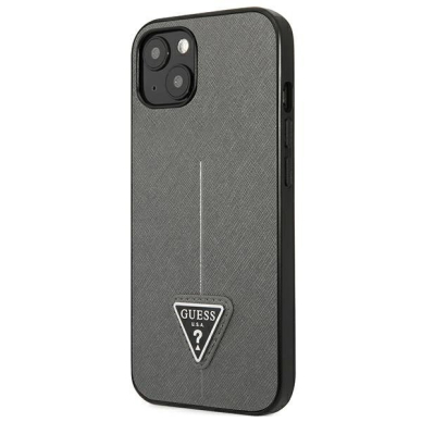Guess SaffianoTriangle Logo Dėklas skirtas iPhone 13 / 14 / 15 6.1&quot; - Sidabrinis 1