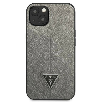 Guess SaffianoTriangle Logo Dėklas skirtas iPhone 13 / 14 / 15 6.1&quot; - Sidabrinis 2