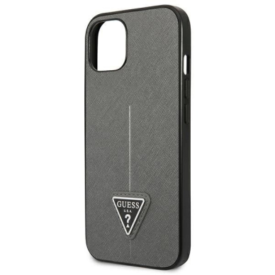 Guess SaffianoTriangle Logo Dėklas skirtas iPhone 13 / 14 / 15 6.1&quot; - Sidabrinis 5