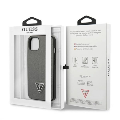 Guess SaffianoTriangle Logo Dėklas skirtas iPhone 13 / 14 / 15 6.1&quot; - Sidabrinis 7