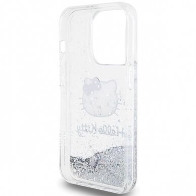 Hello Kitty Dėklas Liquid Glitter Charms Kitty HeadiPhone 14 Pro - Sidabrinis 6