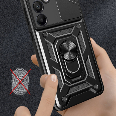 Hybrid Armor Camshield dėklas su pastatymo funkcija ir kameros apsauga Samsung Galaxy A36 - juodas 4
