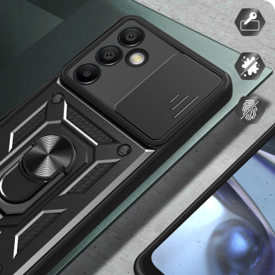 Hybrid Armor Camshield dėklas su pastatymo funkcija ir kameros apsauga Samsung Galaxy A36 - juodas 5