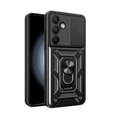 Hybrid Armor Camshield dėklas su pastatymo funkcija ir kameros apsauga Samsung Galaxy A36 - juodas