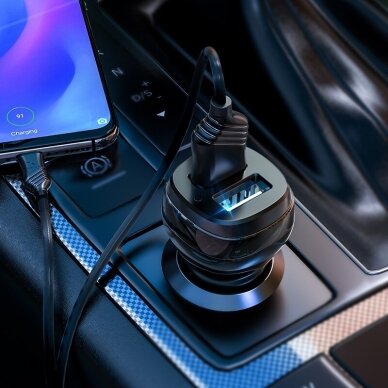Įkroviklis automobilinis Hoco Z40 Superior Dual Port + Type-C juodas 1