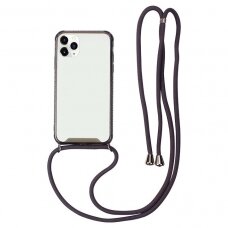 iphone 12 pro max dėklas su virvute Strap skaidrus-juodas