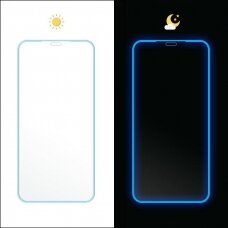 iPhone 7/8/SE 2020/SE 2022 LCD apsauginis stikliukas FLUO šviečiantis Mėlynais kraštais