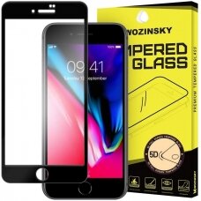 Iphone 7 / 8 / SE 2020 / SE 2022 lenktas grūdintas apsauginis stiklas wozinsky H Pro 5D FULL GLUE juodais kraštais