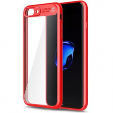 Iphone 7 plus / 8 plus Dėklas ROCK Clarity TPU IR PC PLASTIKAS skaidrus raudonais kraštais