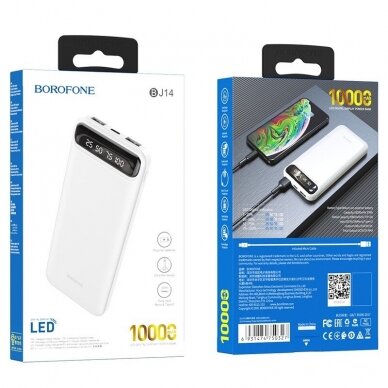Išorinė baterija Power Bank Borofone BJ14 Type-C microUSB 2*USB (2A) 10000mAh balta  4