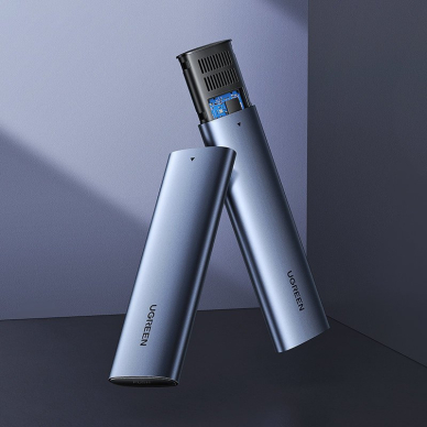 Išorinis Diskas Ugreen external SSD drive M.2 housing case USB 3.2 Gen 2 (SuperSpeed USB 10 Gbps) + Kabelis USB Type C 0,5m Pilkas(CM400 10902) 1