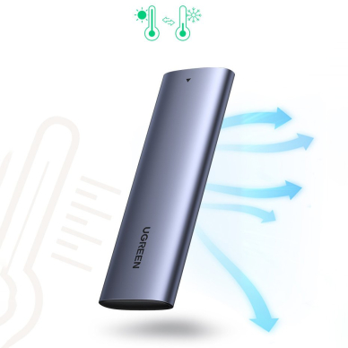 Išorinis Diskas Ugreen external SSD drive M.2 housing case USB 3.2 Gen 2 (SuperSpeed USB 10 Gbps) + Kabelis USB Type C 0,5m Pilkas(CM400 10902) 11