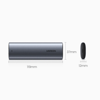 Išorinis Diskas Ugreen external SSD drive M.2 housing case USB 3.2 Gen 2 (SuperSpeed USB 10 Gbps) + Kabelis USB Type C 0,5m Pilkas(CM400 10902) 12