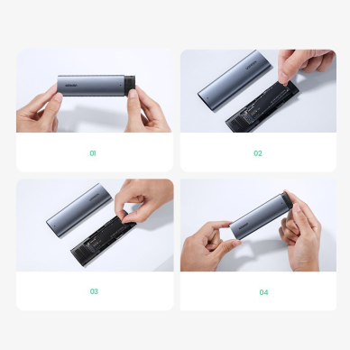 Išorinis Diskas Ugreen external SSD drive M.2 housing case USB 3.2 Gen 2 (SuperSpeed USB 10 Gbps) + Kabelis USB Type C 0,5m Pilkas(CM400 10902) 13