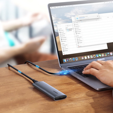 Išorinis Diskas Ugreen external SSD drive M.2 housing case USB 3.2 Gen 2 (SuperSpeed USB 10 Gbps) + Kabelis USB Type C 0,5m Pilkas(CM400 10902) 2