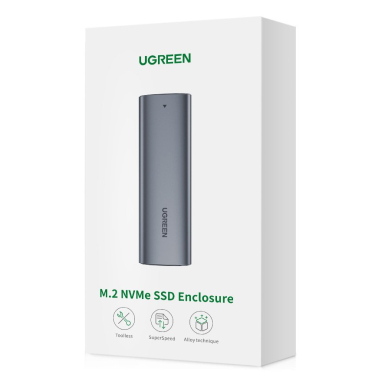 Išorinis Diskas Ugreen external SSD drive M.2 housing case USB 3.2 Gen 2 (SuperSpeed USB 10 Gbps) + Kabelis USB Type C 0,5m Pilkas(CM400 10902) 4