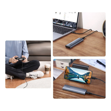 Išorinis Diskas Ugreen external SSD drive M.2 housing case USB 3.2 Gen 2 (SuperSpeed USB 10 Gbps) + Kabelis USB Type C 0,5m Pilkas(CM400 10902) 7